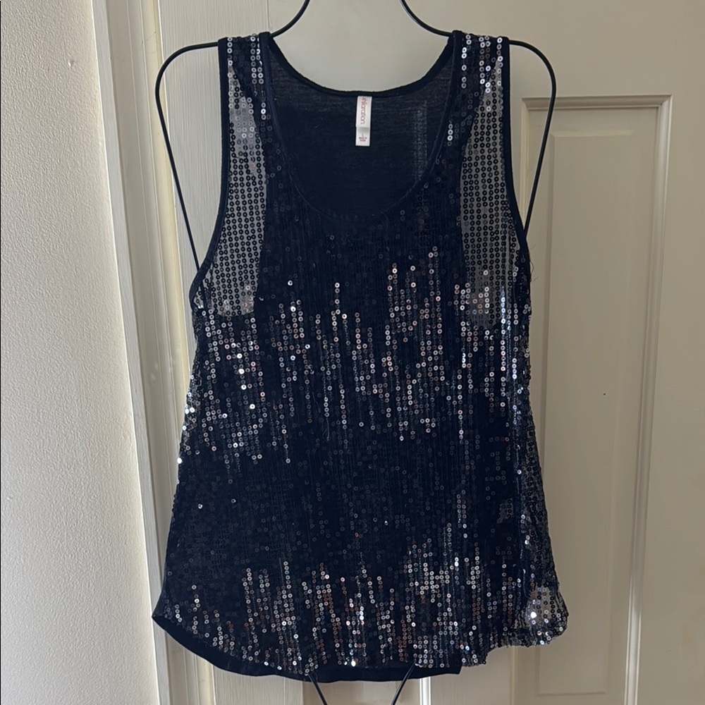 Xhilaration Black Sequin Tank Top